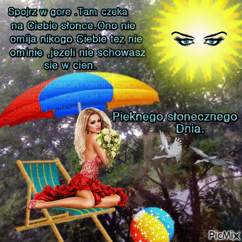 Pięknego słonecznego dnia życzy kobieta na leżaku